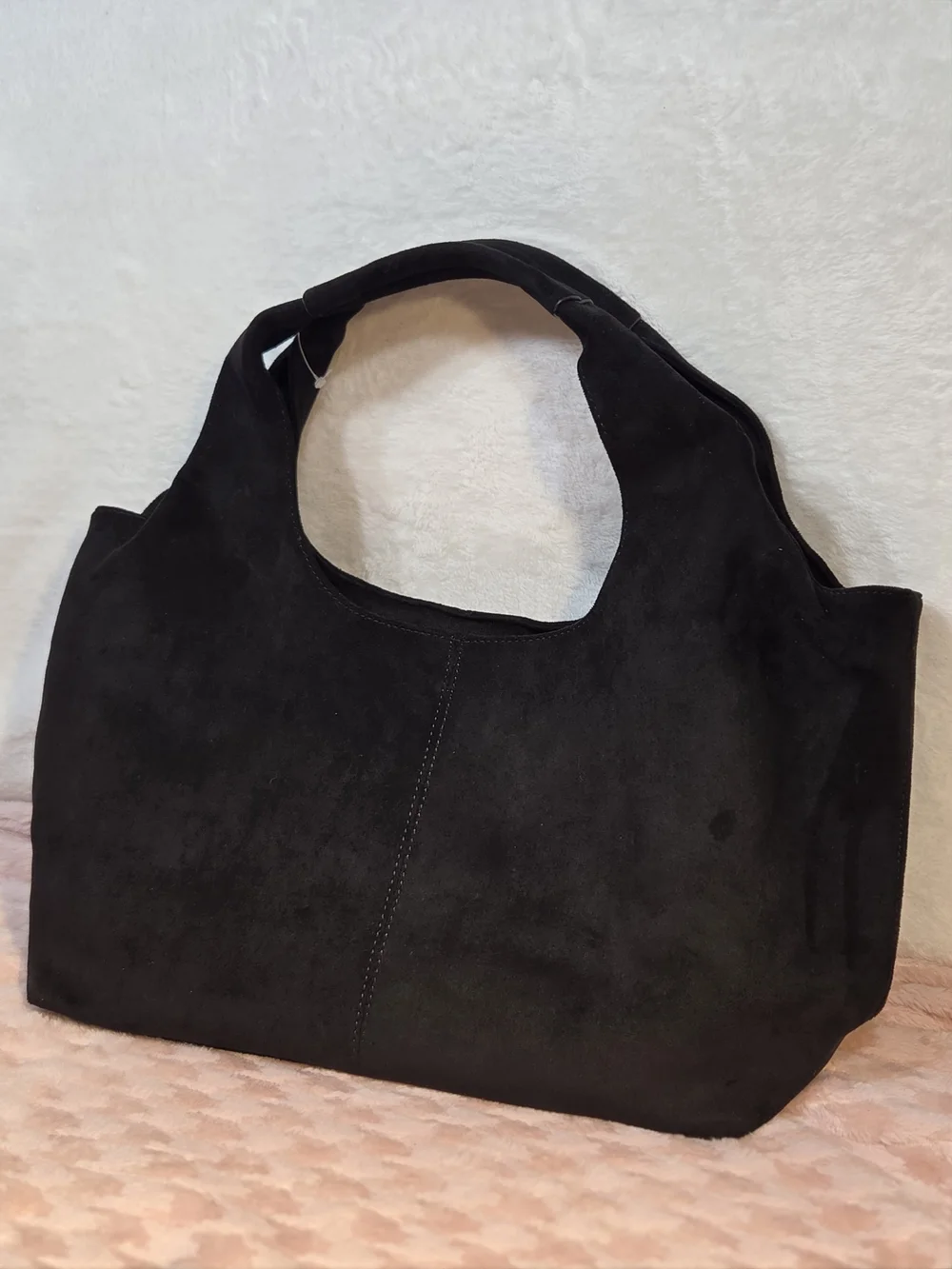 Black Suede Hobo Bag - Classic Everyday Tote